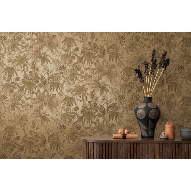 Tapete in Dschungeloptik Braun Gold - Vliestapete florales Motiv modern AS-Creation (790472)