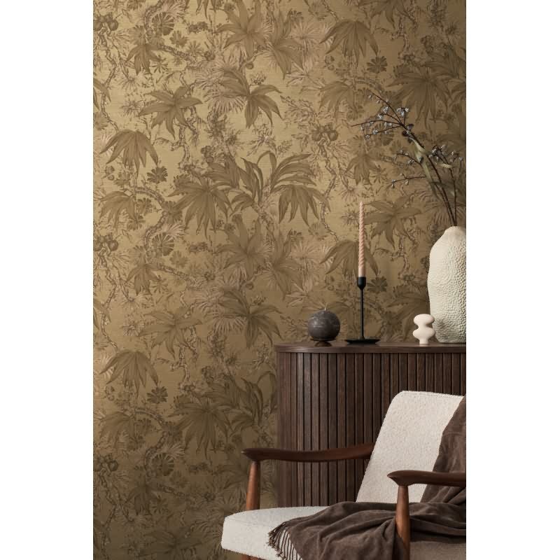 Tapete in Dschungeloptik Braun Gold - Vliestapete florales Motiv modern AS-Creation (790472)