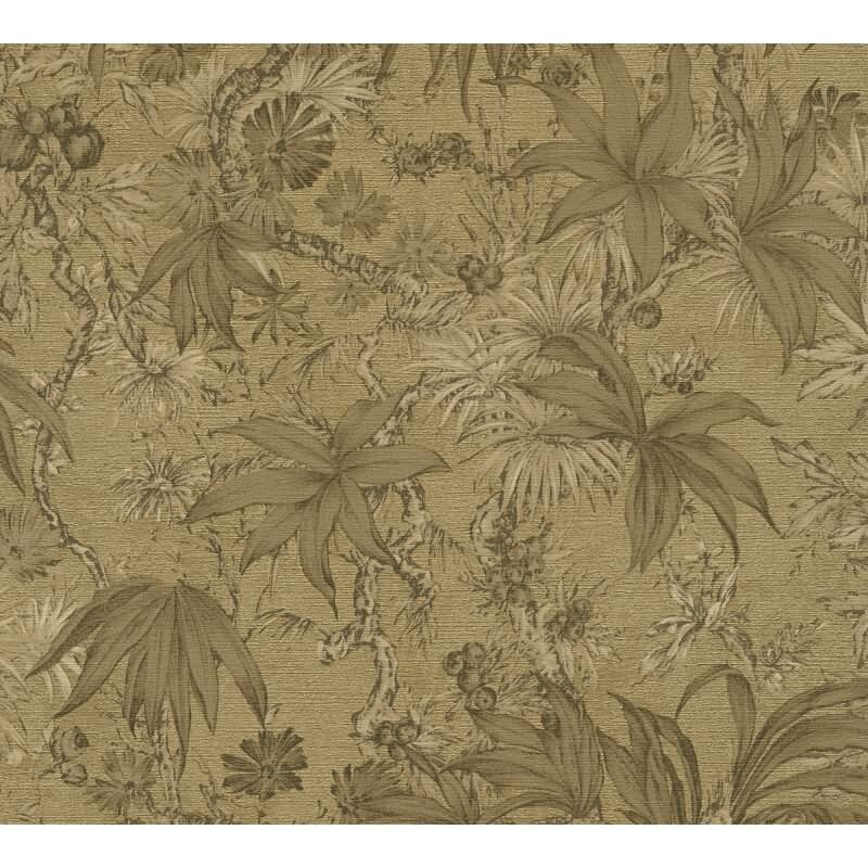 Tapete in Dschungeloptik Braun Gold - Vliestapete florales Motiv modern AS-Creation (790472)
