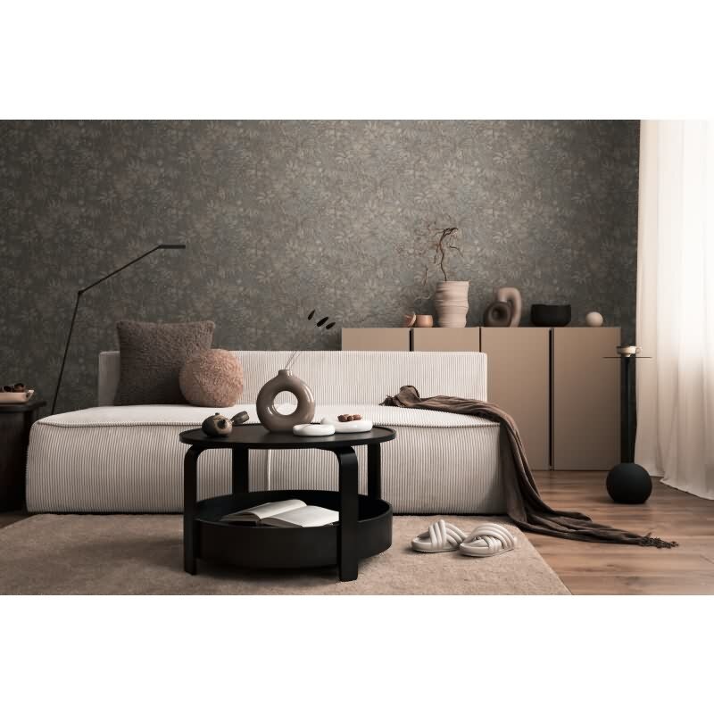 Tapete in Dschungeloptik Grau Braun - Vliestapete florales Motiv modern AS-Creation (790473)