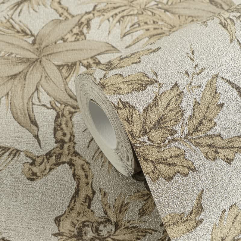 Tapete in Dschungeloptik Beige Braun - Vliestapete florales Motiv klassisch AS-Creation (790474)