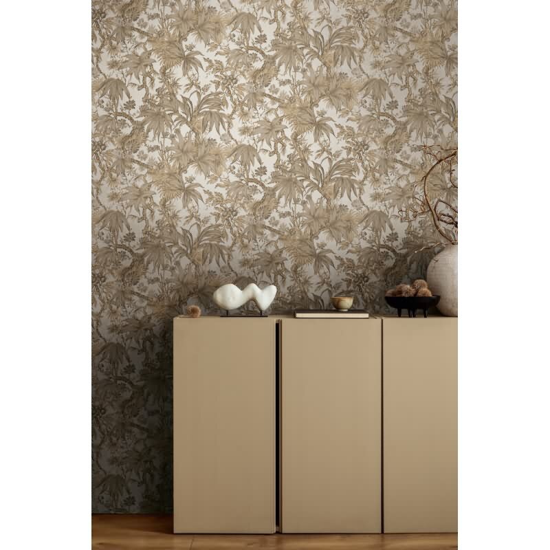 Tapete in Dschungeloptik Beige Braun - Vliestapete florales Motiv klassisch AS-Creation (790474)