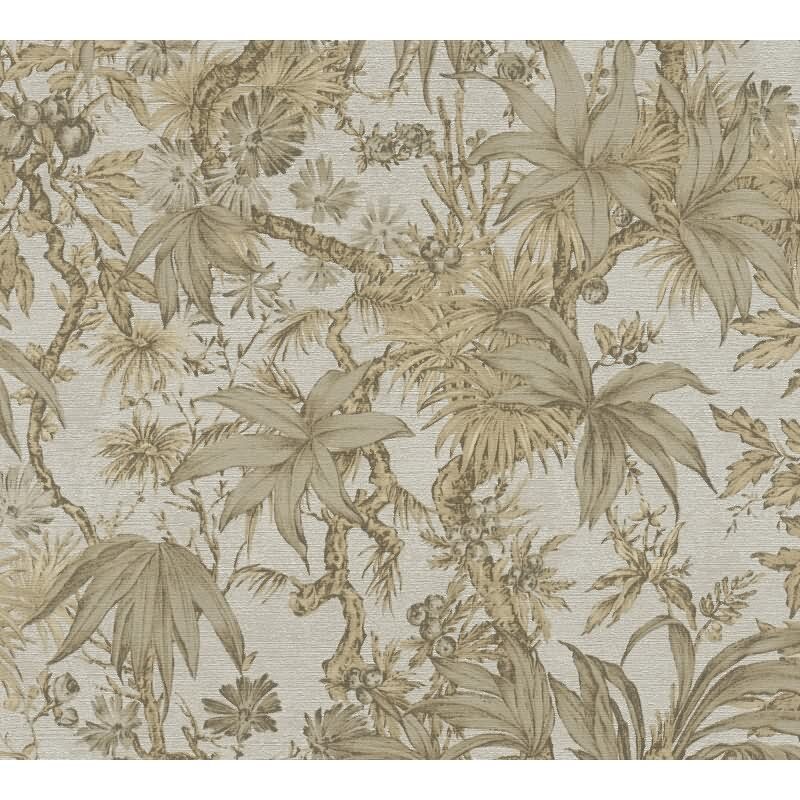 Tapete in Dschungeloptik Beige Braun - Vliestapete florales Motiv klassisch AS-Creation (790474)