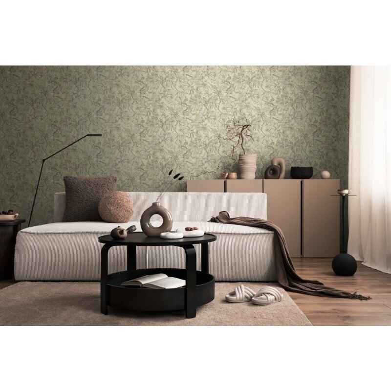 Tapete in Dschungeloptik Hellgrün Beige - Vliestapete florales Motiv modern AS-Creation (790475)