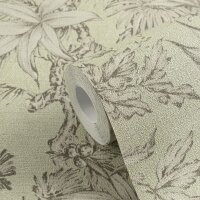 Tapete in Dschungeloptik Hellgr&uuml;n Beige -...