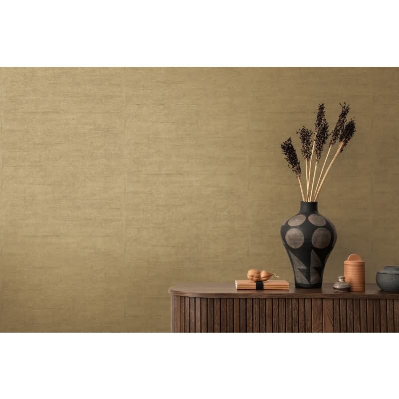 Strukturtapete in Leinenoptik Ocker Braun - Uni Vliestapete Naturfarben AS-Creation (790483)