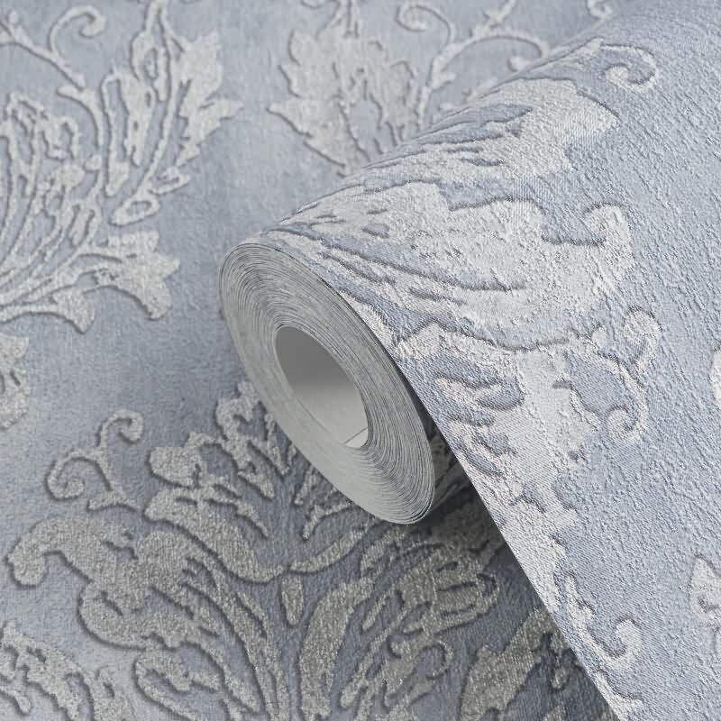 Tapete mit Barockmuster Blau Silber - Glänzende Ornament-Tapete - Vliestapete AS-Creation (790491)