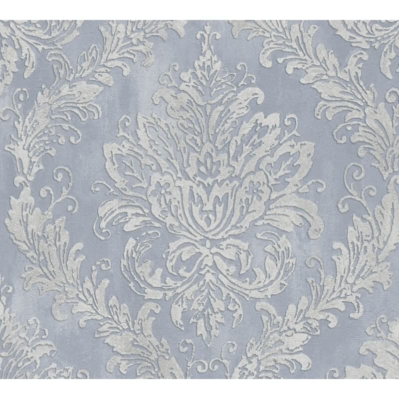 Tapete mit Barockmuster Blau Silber - Glänzende Ornament-Tapete - Vliestapete AS-Creation (790491)