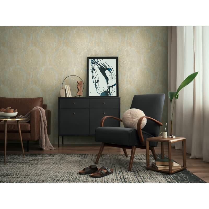 Tapete mit Barockmuster Mint Gold - Glänzende Damast-Tapete - Vliestapete AS-Creation (790492)