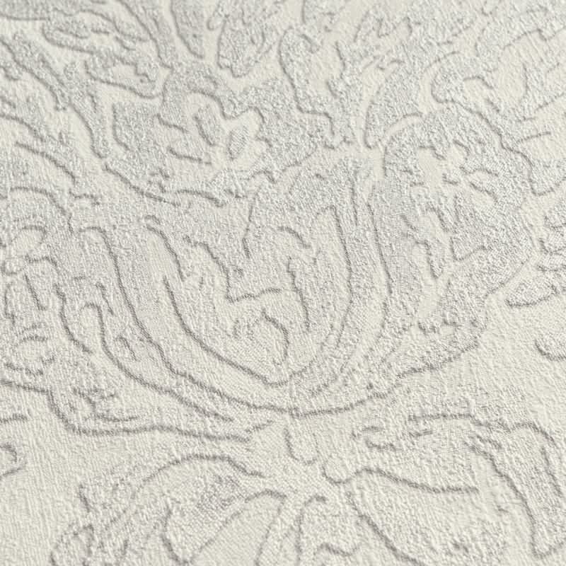 Tapete mit Barockmuster Beige Silber - Glänzende Damast-Tapete klassisch - Vliestapete AS-Creation (790494)
