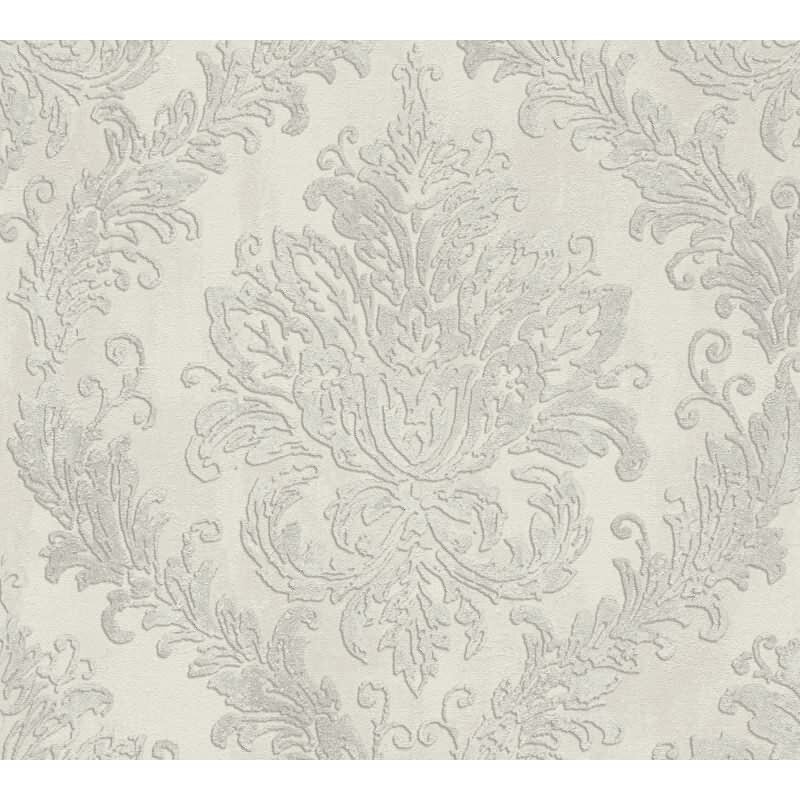 Tapete mit Barockmuster Beige Silber - Glänzende Damast-Tapete klassisch - Vliestapete AS-Creation (790494)