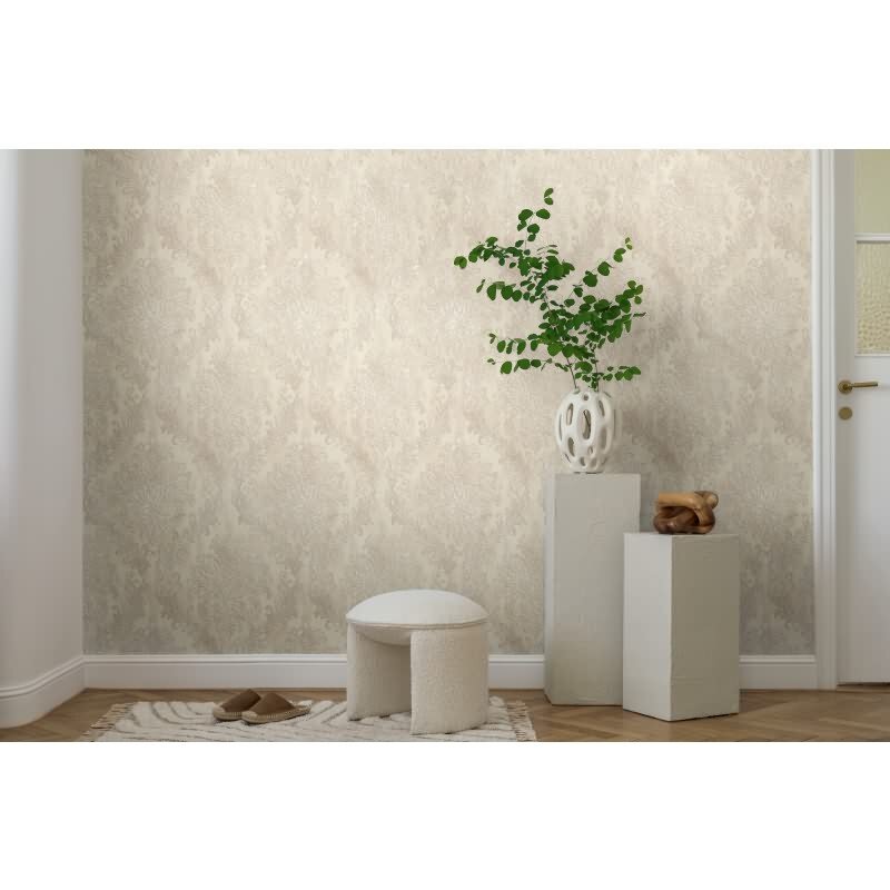 Tapete mit Barockmuster Beige Creme - Edle Damast-Tapete elegant strukturiert - Vliestapete AS-Creation (790495)