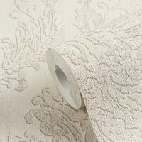 Tapete mit Barockmuster Beige Creme - Edle Damast-Tapete...