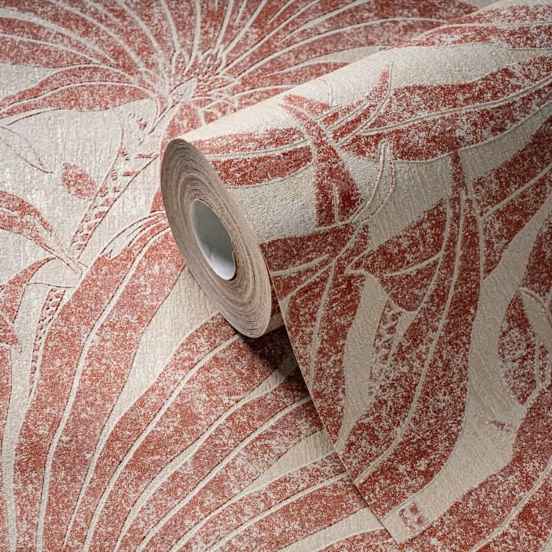 Dschungel-Tapete Beige Terrakotta - Vliestapete mit Palmen Vintage-Stil AS-Creation (395013)