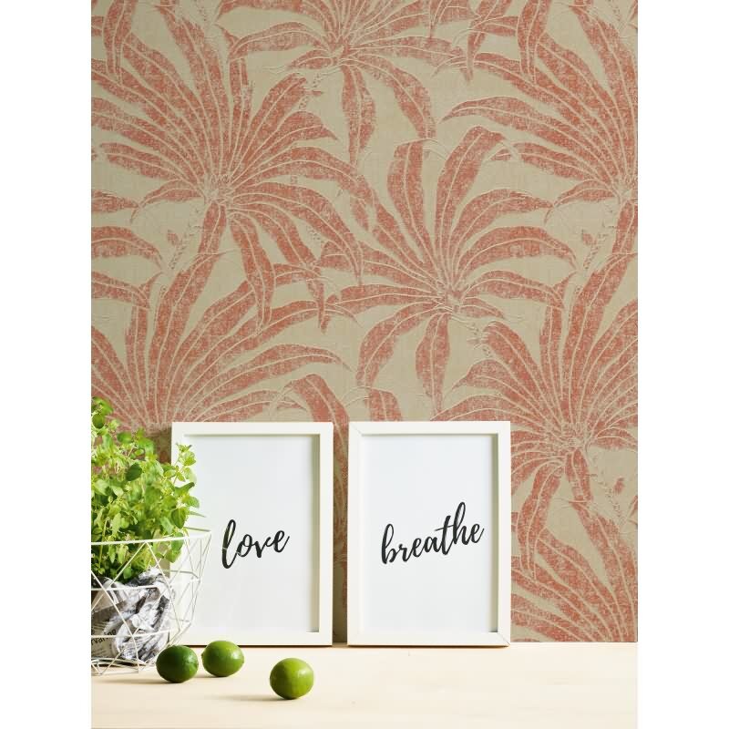Dschungel-Tapete Beige Terrakotta - Vliestapete mit Palmen Vintage-Stil AS-Creation (395013)