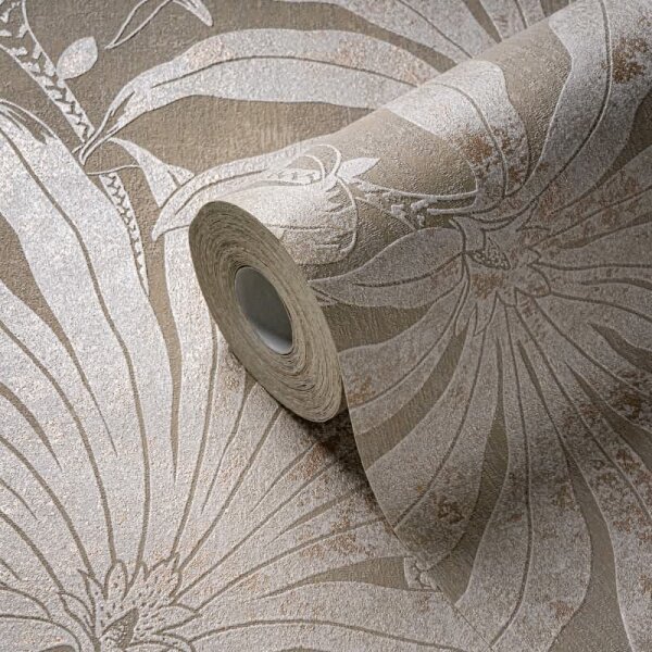 Tapete mit Palmenmotiv Sand Beige - Vliestapete Dschungeloptik matt AS-Creation (395014)