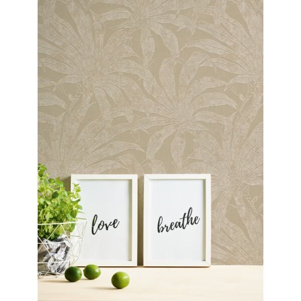 Tapete mit Palmenmotiv Sand Beige - Vliestapete Dschungeloptik matt AS-Creation (395014)
