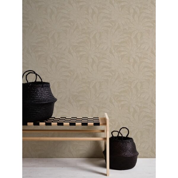 Tapete mit Palmenmotiv Sand Beige - Vliestapete Dschungeloptik matt AS-Creation (395014)