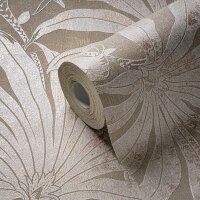 Tapete mit Palmenmotiv Sand Beige - Vliestapete...