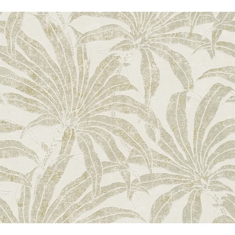 Palmen-Tapete Creme Hellgrün - Vliestapete Dschungeloptik mit Vintage-Charme AS-Creation (395015)