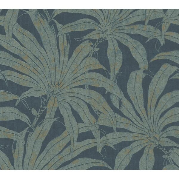 Dschungel-Tapete Dunkelblau Moosgrün - Vliestapete mit Palmenmotiv Vintage AS-Creation (395016)