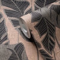 Tropen-Tapete Braun Schwarz - Vliestapete mit...