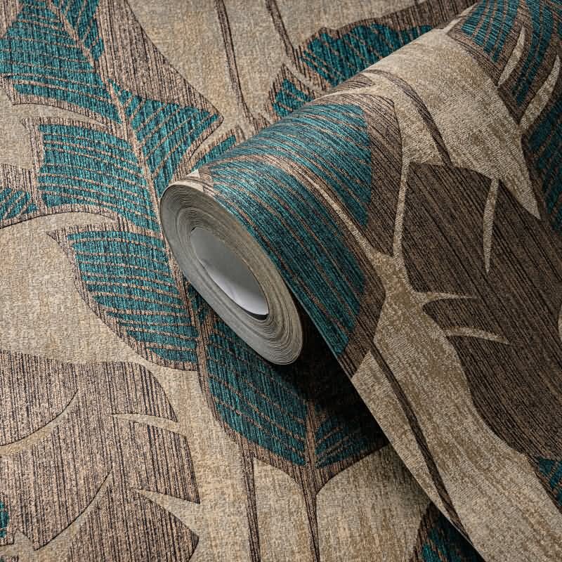 Bananenblatt-Tapete Gold Petrol - Vliestapete Dschungeloptik mit Glanzstruktur AS-Creation (395022)