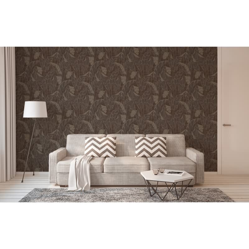 Bananenblatt-Tapete Braun - Vliestapete Dschungeloptik mit Glanzstruktur AS-Creation (395023)