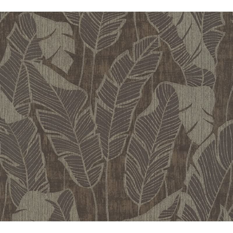 Bananenblatt-Tapete Braun - Vliestapete Dschungeloptik mit Glanzstruktur AS-Creation (395023)