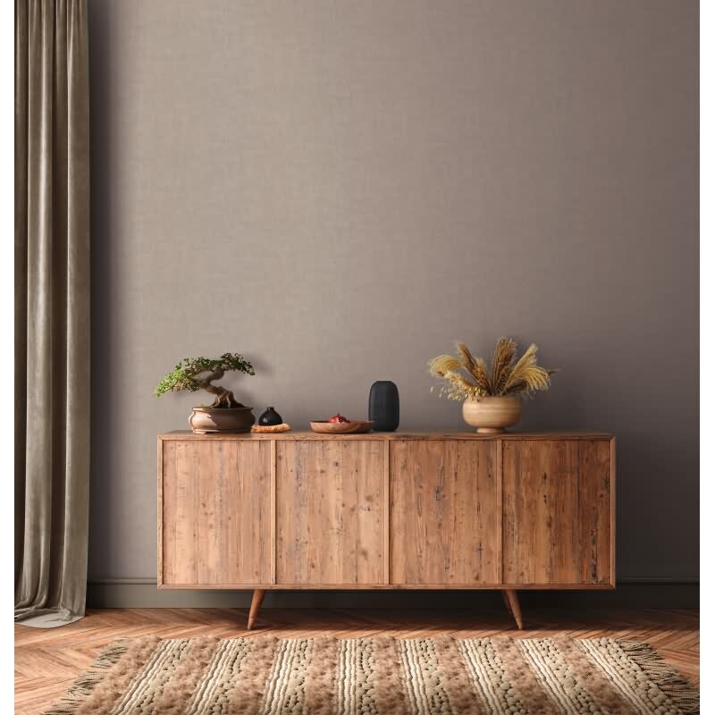 Unitapete mit Struktur Taupe Hell - Einfarbige Vliestapete matt modern AS-Creation (395032)