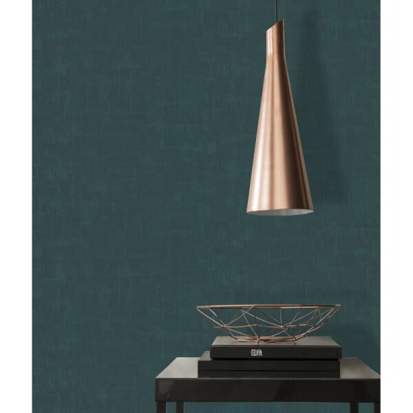 Strukturtapete Dunkelpetrol matt - Vliestapete in Putzoptik modern AS-Creation (395035)