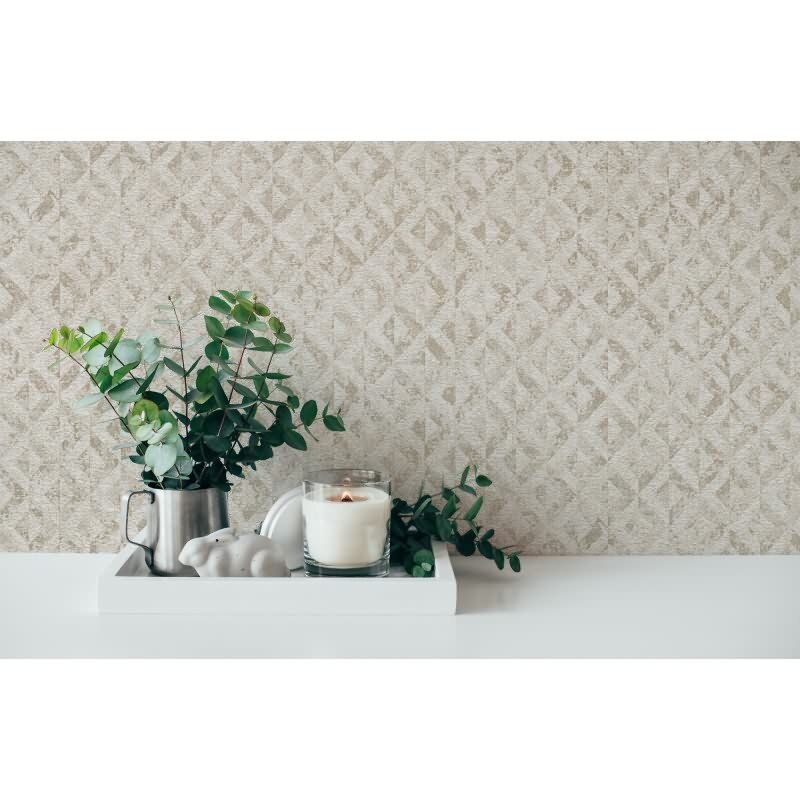 3D-Tapete geometrisch Weiß Beige – Strukturierte Vliestapete mit Muster AS-Creation (395052)