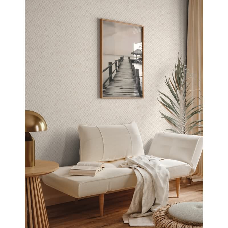 3D-Tapete geometrisch Weiß Beige – Strukturierte Vliestapete mit Muster AS-Creation (395052)