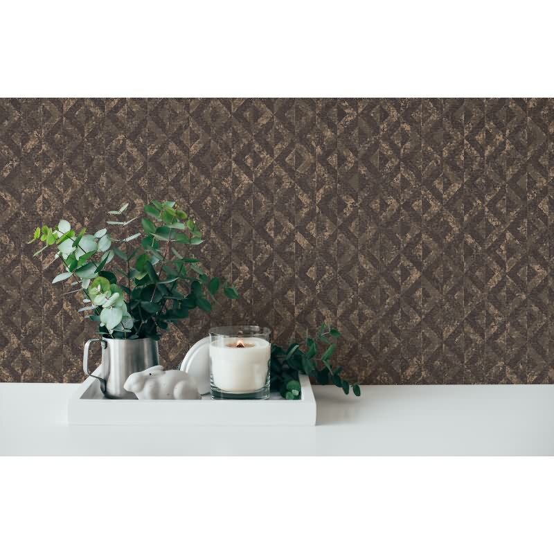 3D-Tapete geometrisch Schwarz Braun – Vliestapete mit Strukturmuster modern AS-Creation (395053)