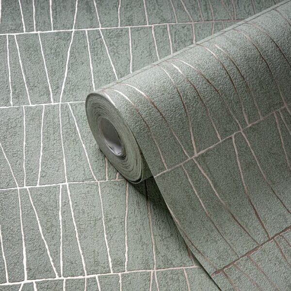 Geometrische 3D-Tapete Mint Beige – Vliestapete mit Linienstruktur modern AS-Creation (395061)