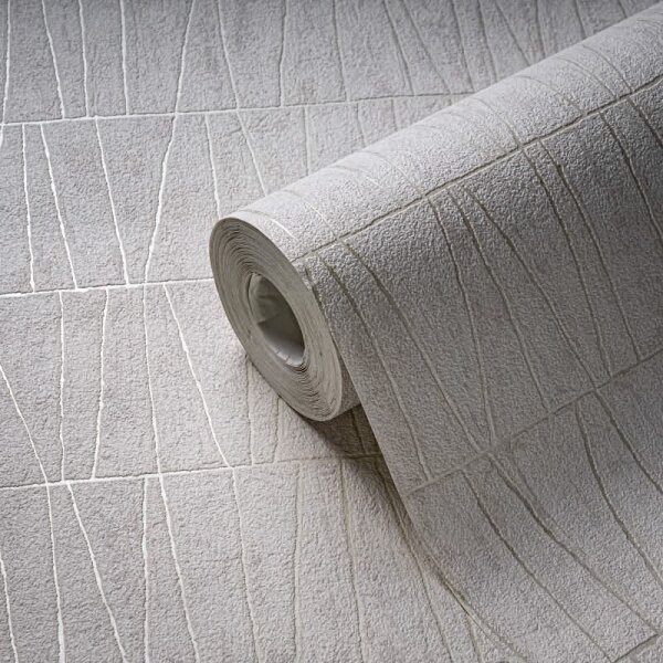 3D-Tapete in Kacheloptik Weiß Beige – Geometrische Vliestapete modern AS-Creation (395062)