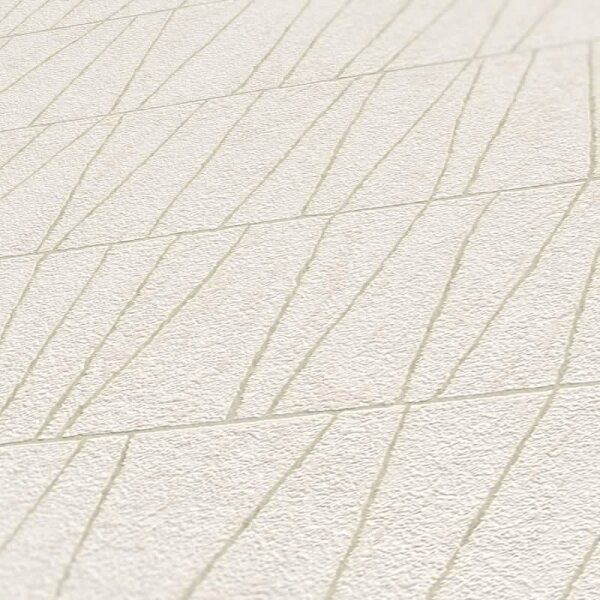 3D-Tapete in Kacheloptik Weiß Beige – Geometrische Vliestapete modern AS-Creation (395062)