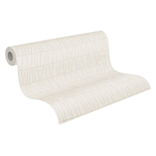 3D-Tapete in Kacheloptik Weiß Beige – Geometrische Vliestapete modern AS-Creation (395062)