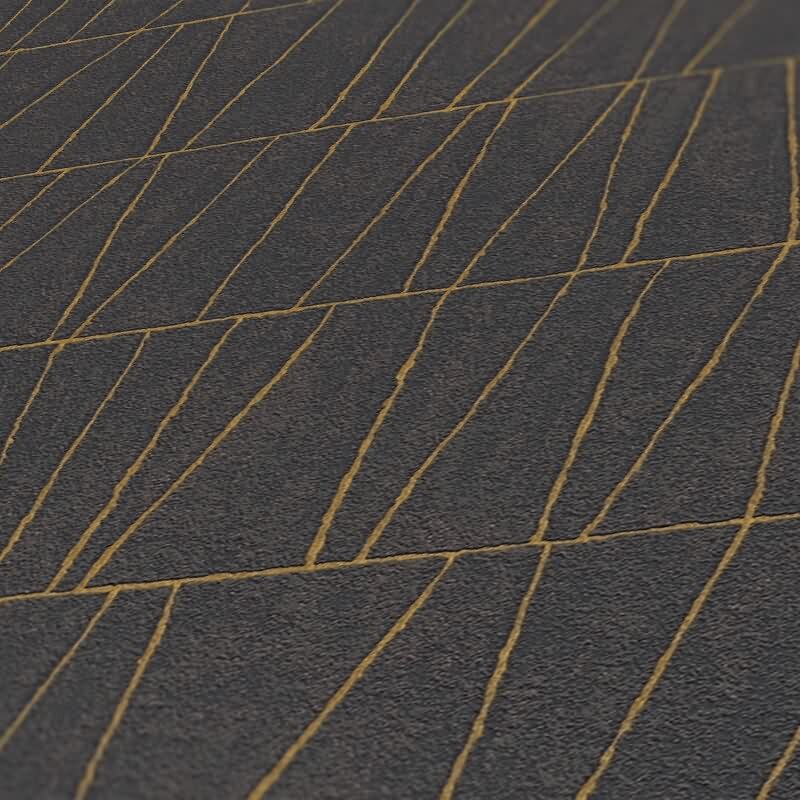 3D-Tapete in Kacheloptik Schwarz Gold – Geometrische Vliestapete edel AS-Creation (395063)