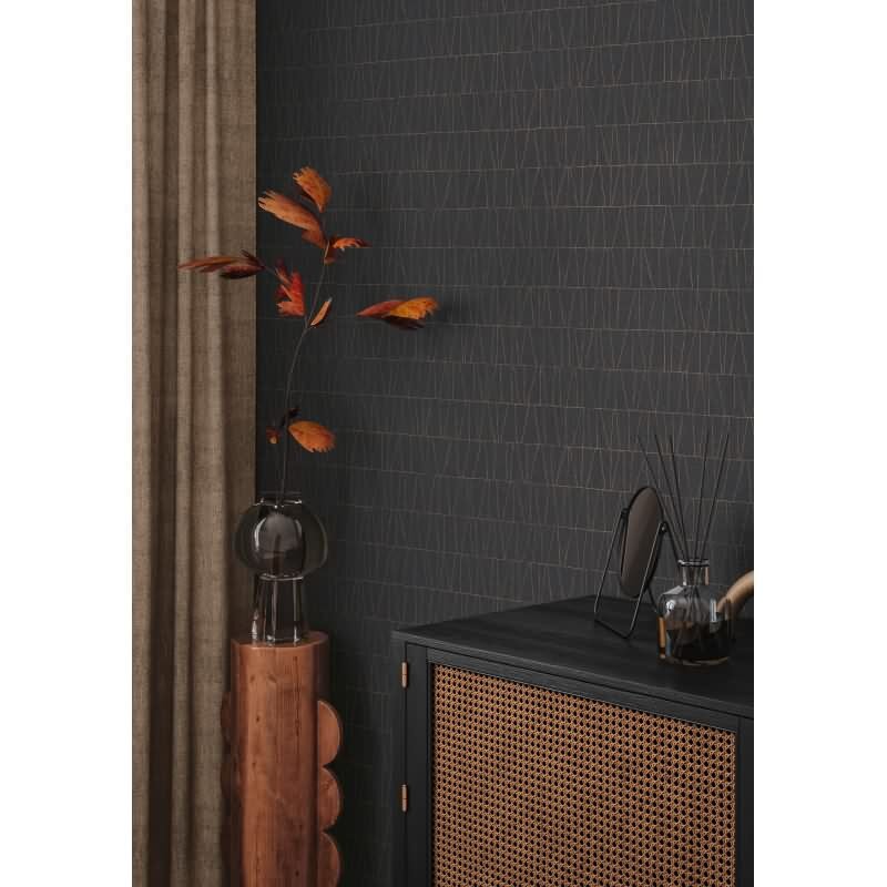 3D-Tapete in Kacheloptik Schwarz Gold – Geometrische Vliestapete edel AS-Creation (395063)