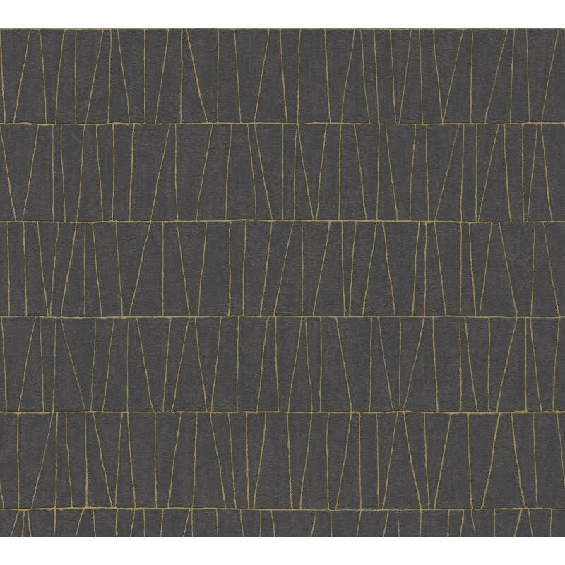 3D-Tapete in Kacheloptik Schwarz Gold – Geometrische Vliestapete edel AS-Creation (395063)
