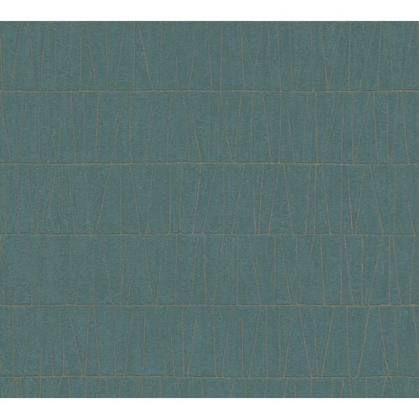 3D-Tapete in Kacheloptik Petrol Gold – Geometrische Struktur Vliestapete modern AS-Creation (395064)