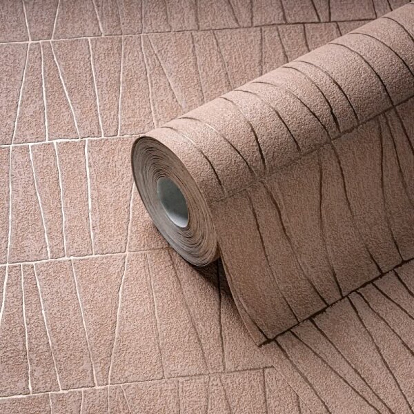 3D-Tapete in Kacheloptik Beige Gold – Geometrische Struktur Vliestapete modern AS-Creation (395065)