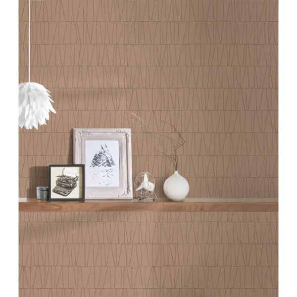 3D-Tapete in Kacheloptik Beige Gold – Geometrische Struktur Vliestapete modern AS-Creation (395065)