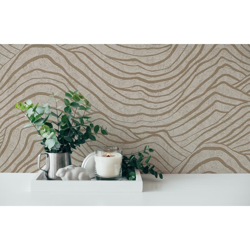Abstrakte 3D-Tapete Wellen Beige Creme – Strukturierte Mustertapete Vlies AS-Creation (395071)