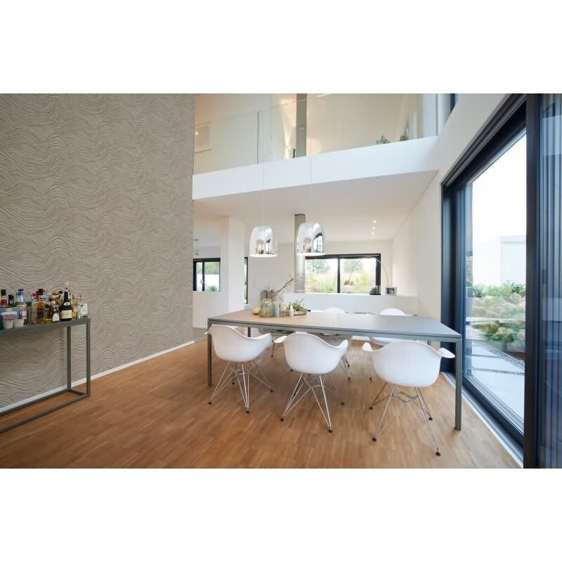 Abstrakte 3D-Tapete Wellen Beige Creme – Strukturierte Mustertapete Vlies AS-Creation (395071)