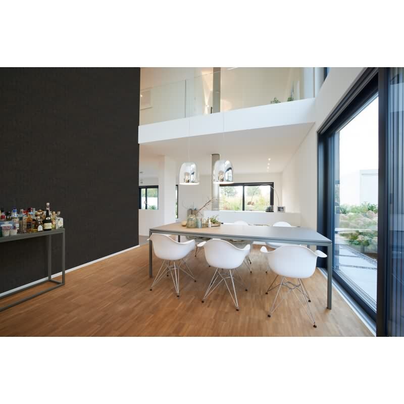 Abstrakte 3D-Tapete Wellen Schwarz Gold – Strukturierte Vliestapete modern AS-Creation (395073)