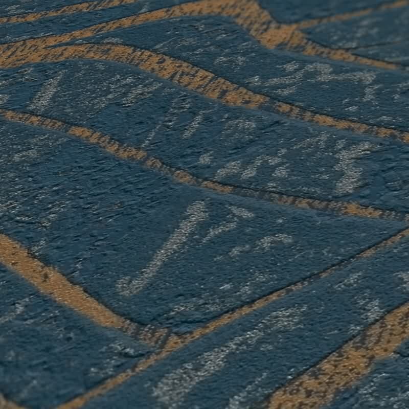 3D-Tapete Wellen Dunkelblau Gold – Strukturierte Vliestapete modern glänzend AS-Creation (395074)
