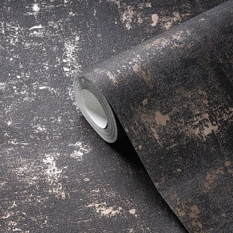 Strukturtapete Betonoptik Schwarz Gold – Vliestapete im Used Look modern AS-Creation (395115)