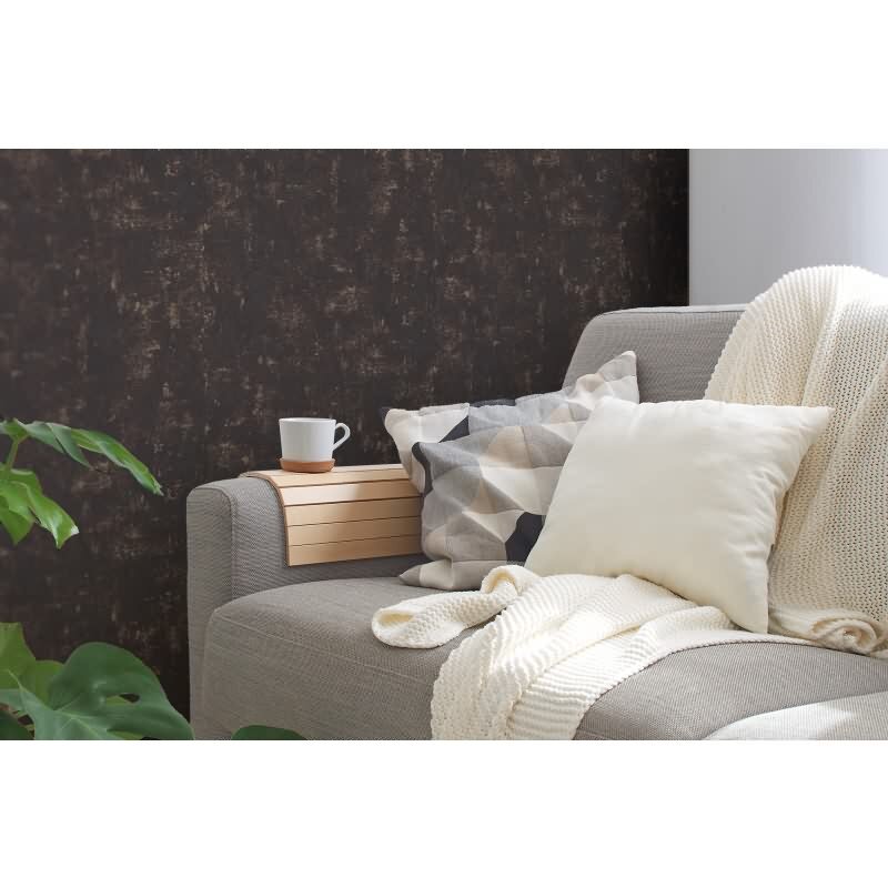 Strukturtapete Betonoptik Schwarz Gold – Vliestapete im Used Look modern AS-Creation (395115)